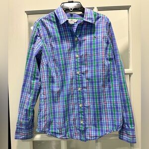 Vineyard Vines Womens Shirt Blue Pink Green Plaid Button Up - Size 4